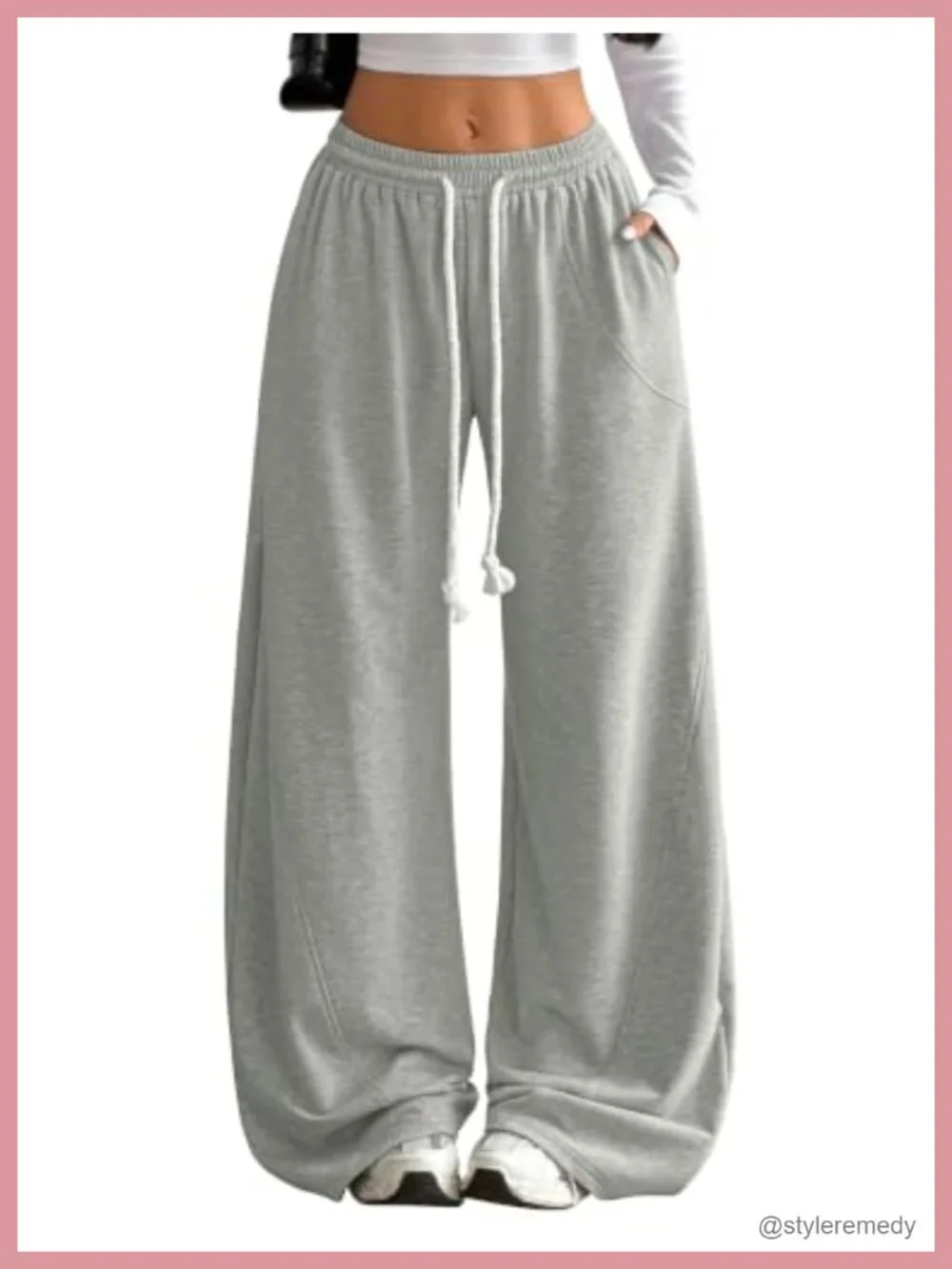 ZAFUL Womens Wide Leg Sweatpants Drawstring Elastic Waist Baggy Lounge Pants